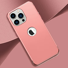 Carcasa Bumper Lujo Marco de Metal y Plastico Funda M02 para Apple iPhone 14 Pro Oro Rosa