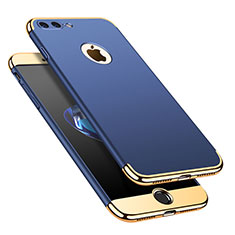 Carcasa Bumper Lujo Marco de Metal y Plastico Funda M02 para Apple iPhone 7 Plus Azul