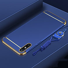 Carcasa Bumper Lujo Marco de Metal y Plastico Funda M03 para Huawei Enjoy 10e Azul