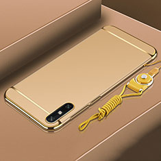 Carcasa Bumper Lujo Marco de Metal y Plastico Funda M03 para Huawei Enjoy 10e Oro