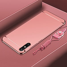 Carcasa Bumper Lujo Marco de Metal y Plastico Funda M03 para Huawei Enjoy 10e Oro Rosa