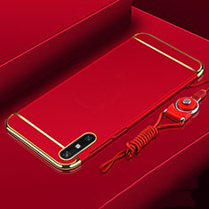 Carcasa Bumper Lujo Marco de Metal y Plastico Funda M03 para Huawei Enjoy 10e Rojo