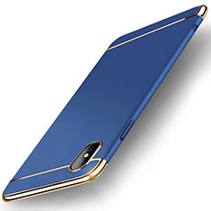 Carcasa Bumper Lujo Marco de Metal y Plastico Funda M05 para Apple iPhone X Azul