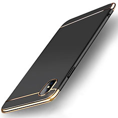 Carcasa Bumper Lujo Marco de Metal y Plastico Funda M05 para Apple iPhone X Negro