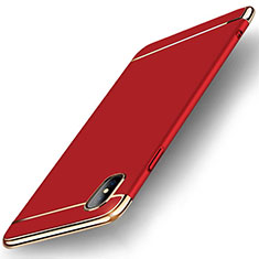 Carcasa Bumper Lujo Marco de Metal y Plastico Funda M05 para Apple iPhone X Rojo