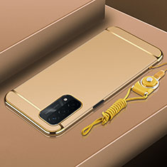 Carcasa Bumper Lujo Marco de Metal y Plastico Funda P01 para OnePlus Nord N200 5G Oro