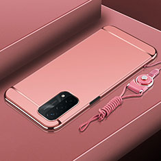 Carcasa Bumper Lujo Marco de Metal y Plastico Funda P01 para Oppo A54 5G Oro Rosa