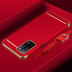 Carcasa Bumper Lujo Marco de Metal y Plastico Funda P01 para Oppo A55 5G Rojo