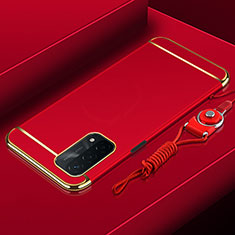 Carcasa Bumper Lujo Marco de Metal y Plastico Funda P01 para Oppo A93 5G Rojo