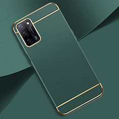 Carcasa Bumper Lujo Marco de Metal y Plastico Funda P02 para Oppo A53s 5G Verde Noche