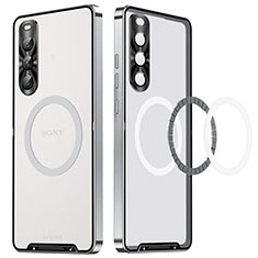 Carcasa Bumper Lujo Marco de Metal y Plastico Funda para Sony Xperia 10 V Plata