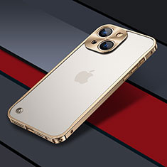 Carcasa Bumper Lujo Marco de Metal y Plastico Funda QC1 para Apple iPhone 13 Oro