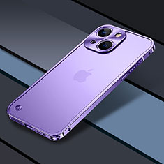 Carcasa Bumper Lujo Marco de Metal y Plastico Funda QC1 para Apple iPhone 14 Morado