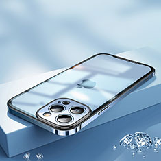 Carcasa Bumper Lujo Marco de Metal y Plastico Funda QC2 para Apple iPhone 15 Pro Azul