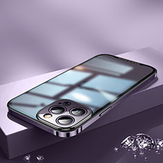 Carcasa Bumper Lujo Marco de Metal y Plastico Funda QC2 para Apple iPhone 15 Pro Morado
