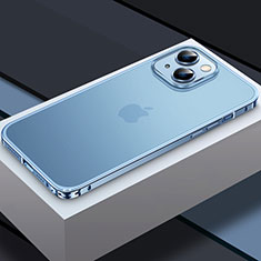 Carcasa Bumper Lujo Marco de Metal y Plastico Funda QC3 para Apple iPhone 14 Azul