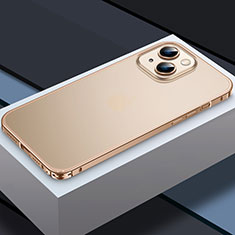 Carcasa Bumper Lujo Marco de Metal y Plastico Funda QC3 para Apple iPhone 14 Oro