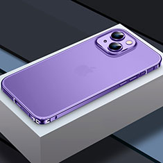 Carcasa Bumper Lujo Marco de Metal y Plastico Funda QC3 para Apple iPhone 14 Plus Morado