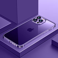 Carcasa Bumper Lujo Marco de Metal y Plastico Funda QC4 para Apple iPhone 12 Pro Morado