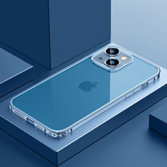 Carcasa Bumper Lujo Marco de Metal y Plastico Funda QC4 para Apple iPhone 13 Azul
