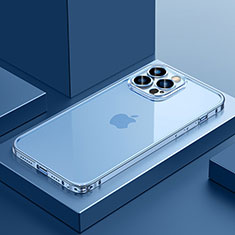 Carcasa Bumper Lujo Marco de Metal y Plastico Funda QC4 para Apple iPhone 13 Pro Max Azul
