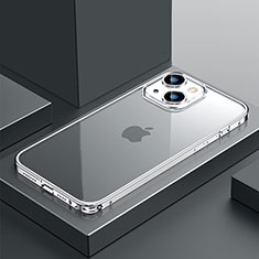 Carcasa Bumper Lujo Marco de Metal y Plastico Funda QC4 para Apple iPhone 14 Plata