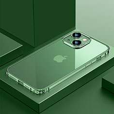 Carcasa Bumper Lujo Marco de Metal y Plastico Funda QC4 para Apple iPhone 15 Plus Verde