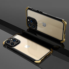 Carcasa Bumper Lujo Marco de Metal y Plastico Funda SQ1 para Apple iPhone 13 Pro Max Oro