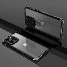 Carcasa Bumper Lujo Marco de Metal y Plastico Funda SQ1 para Apple iPhone 13 Pro Negro