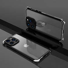Carcasa Bumper Lujo Marco de Metal y Plastico Funda SQ1 para Apple iPhone 13 Pro Plata