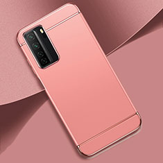 Carcasa Bumper Lujo Marco de Metal y Plastico Funda T01 para Huawei Nova 7 SE 5G Oro Rosa
