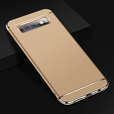 Carcasa Bumper Lujo Marco de Metal y Plastico Funda T01 para Samsung Galaxy S10 5G Oro