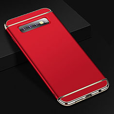 Carcasa Bumper Lujo Marco de Metal y Plastico Funda T01 para Samsung Galaxy S10 Plus Rojo