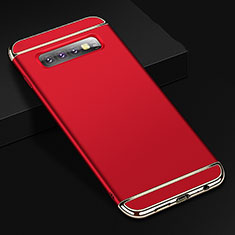 Carcasa Bumper Lujo Marco de Metal y Plastico Funda T01 para Samsung Galaxy S10 Rojo