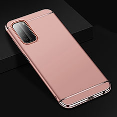 Carcasa Bumper Lujo Marco de Metal y Plastico Funda T02 para Huawei P40 Lite 5G Oro Rosa