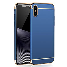 Carcasa Bumper Lujo Marco de Metal y Plastico M01 para Apple iPhone X Azul
