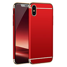 Carcasa Bumper Lujo Marco de Metal y Plastico M01 para Apple iPhone X Rojo