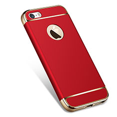 Carcasa Bumper Lujo Marco de Metal y Plastico para Apple iPhone SE Rojo