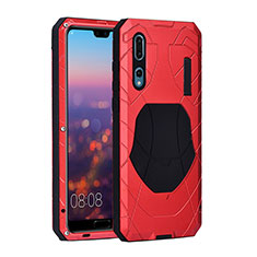 Carcasa Bumper Lujo Marco de Metal y Silicona Funda K01 para Huawei P20 Pro Rojo
