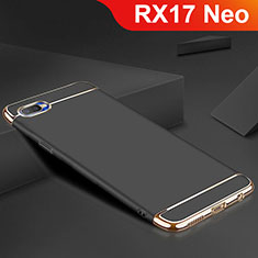 Carcasa Bumper Lujo Marco de Metal y Silicona Funda M02 para Oppo RX17 Neo Negro