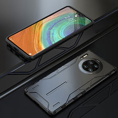 Carcasa Bumper Lujo Marco de Metal y Silicona Funda T01 para Huawei Mate 30 5G Negro