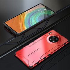 Carcasa Bumper Lujo Marco de Metal y Silicona Funda T01 para Huawei Mate 30E Pro 5G Rojo