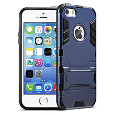 Carcasa Bumper Silicona Mate con Soporte para Apple iPhone SE Azul