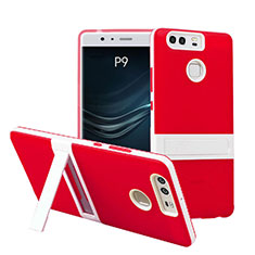 Carcasa Bumper Silicona Mate con Soporte para Huawei P9 Plus Rojo