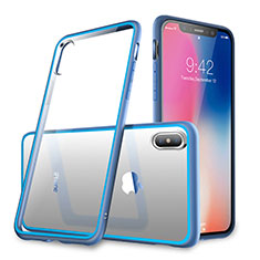 Carcasa Bumper Silicona Transparente Espejo 360 Grados para Apple iPhone Xs Max Azul