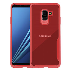 Carcasa Bumper Silicona Transparente para Samsung Galaxy A8+ A8 Plus (2018) A730F Rojo