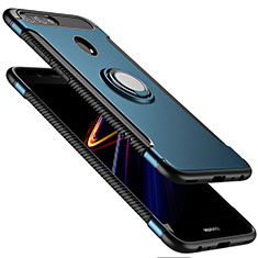 Carcasa Bumper Silicona y Plastico Mate con Anillo de dedo Soporte para Huawei Nova 2 Azul