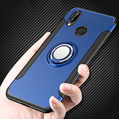 Carcasa Bumper Silicona y Plastico Mate con Anillo de dedo Soporte para Huawei P Smart+ Plus Azul