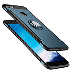 Carcasa Bumper Silicona y Plastico Mate con Anillo de dedo Soporte para Xiaomi Mi 5X Azul