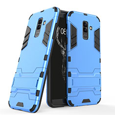 Carcasa Bumper Silicona y Plastico Mate con Soporte para Samsung Galaxy A6 Plus Azul